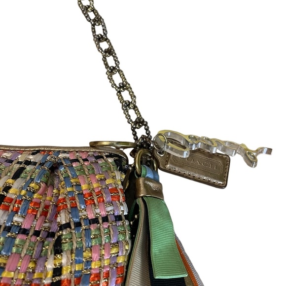 Vintage Coach Multi Ribbon & Woven Threaded & Chain Clutch Purse - Picture 6 of 11